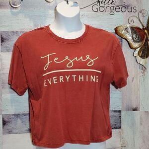 Inspired Culture Sz XL Brick Red Jesus Everything Cropped Baby Tee 524